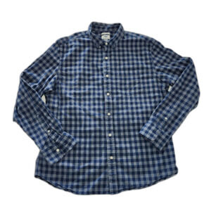 Old Navy Men's Button Down Slim Fit Blue Gingham Flannel Preppy Size XL